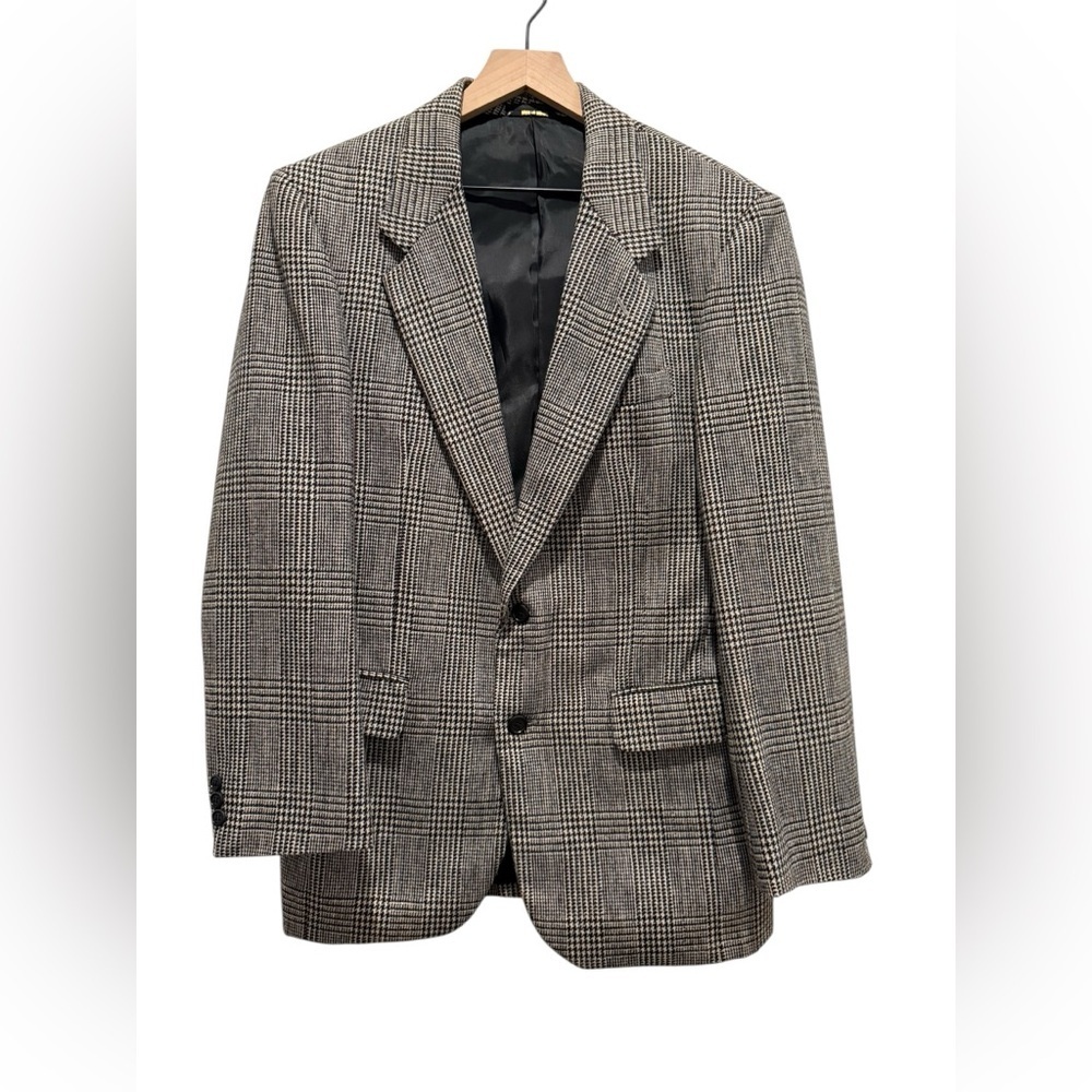 Gino Cappelli Designer Collection Blazer 40R Glen Plaid Wool Blend Sport Coat
